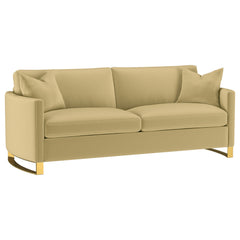 Best Furniture Outlet - Coaster - Corliss Upholstered Curved Track Arm Sofa Camel - 508824