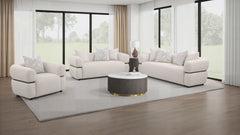 Best Furniture Outlet - Coaster - Jeanette 3-piece Fabric Upholstered Round Arm Sofa Set Beige - 508961-S3