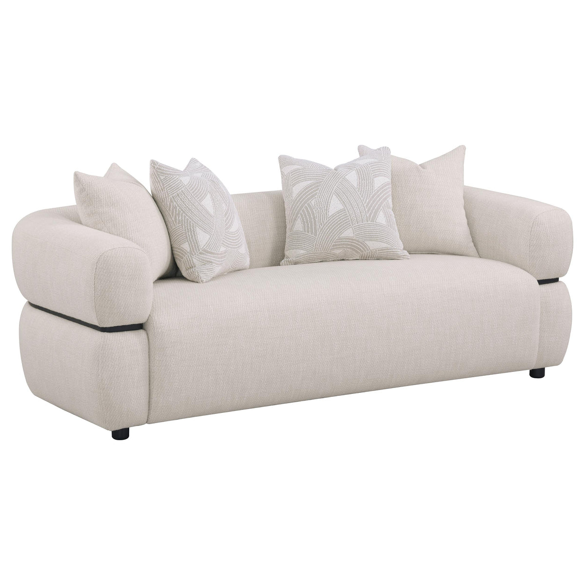 Best Furniture Outlet - Coaster - Jeanette 84-inch Fabric Upholstered Round Arm Sofa Beige - 508961