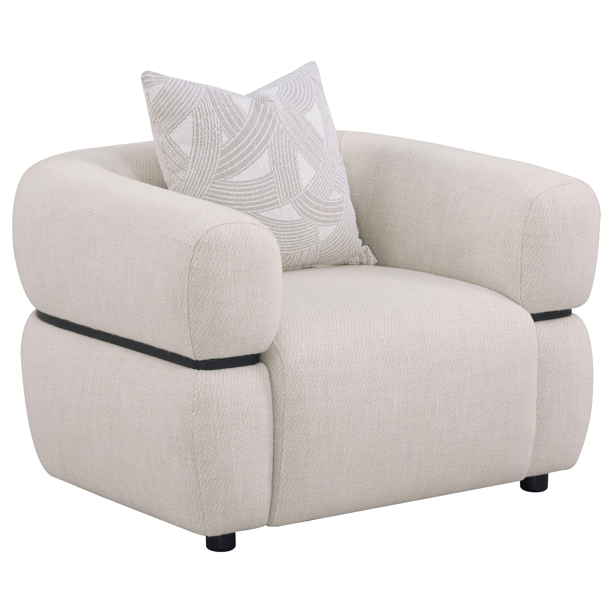 Best Furniture Outlet - Coaster - Jeanette Fabric Upholstered Round Arm Accent Chair Beige - 508963
