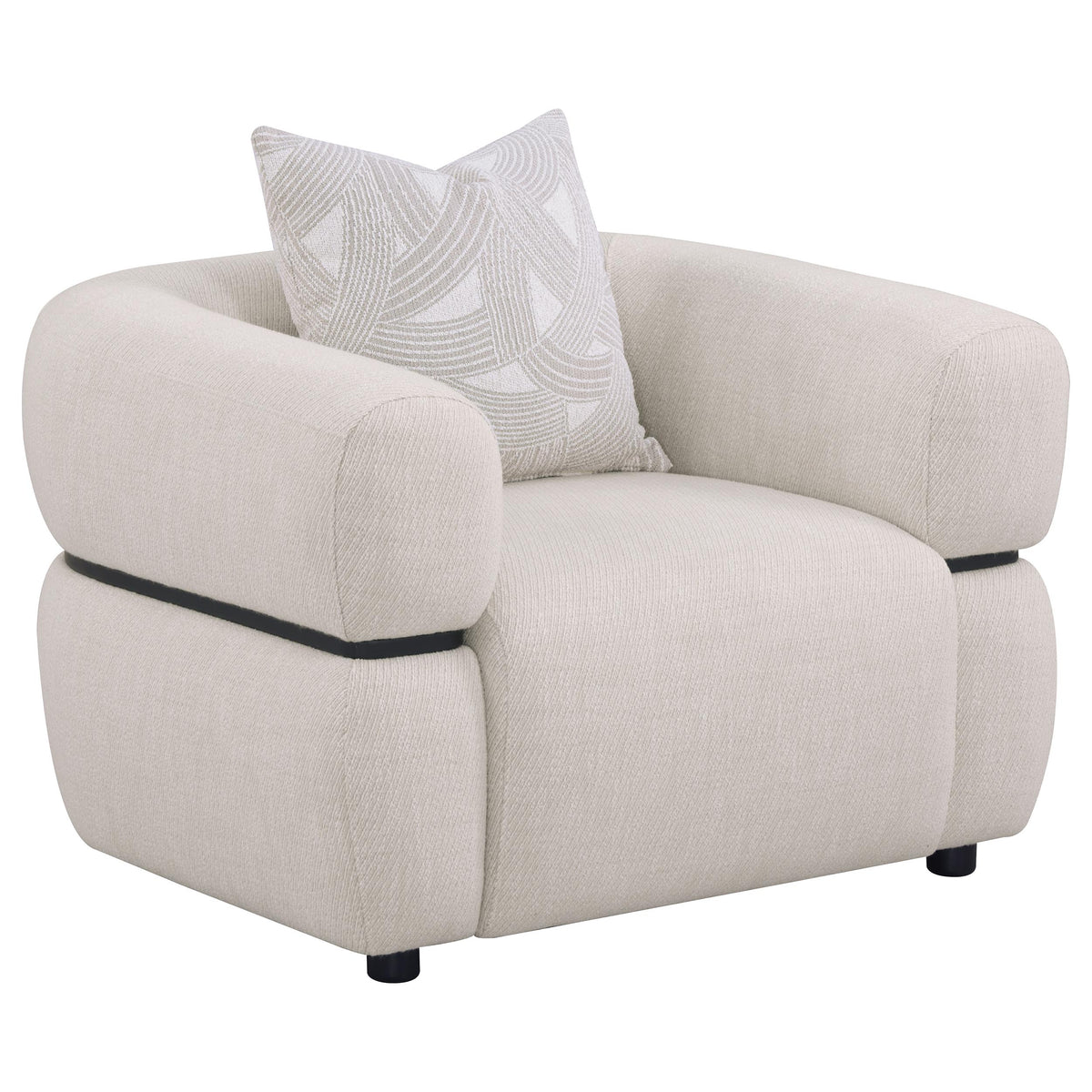 Best Furniture Outlet - Coaster - Jeanette Fabric Upholstered Round Arm Accent Chair Beige - 508963