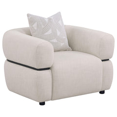 Best Furniture Outlet - Coaster - Jeanette Fabric Upholstered Round Arm Accent Chair Beige - 508963
