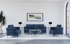 Best Furniture Outlet - Coaster - Lively 3-piece Chenille Upholstered Sofa Set Blue - 509041-S3