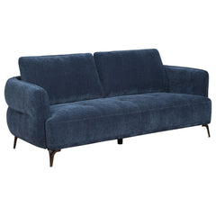 Best Furniture Outlet - Coaster - Lively Chenille Upholstered Modern Track Arm Sofa Blue - 509041