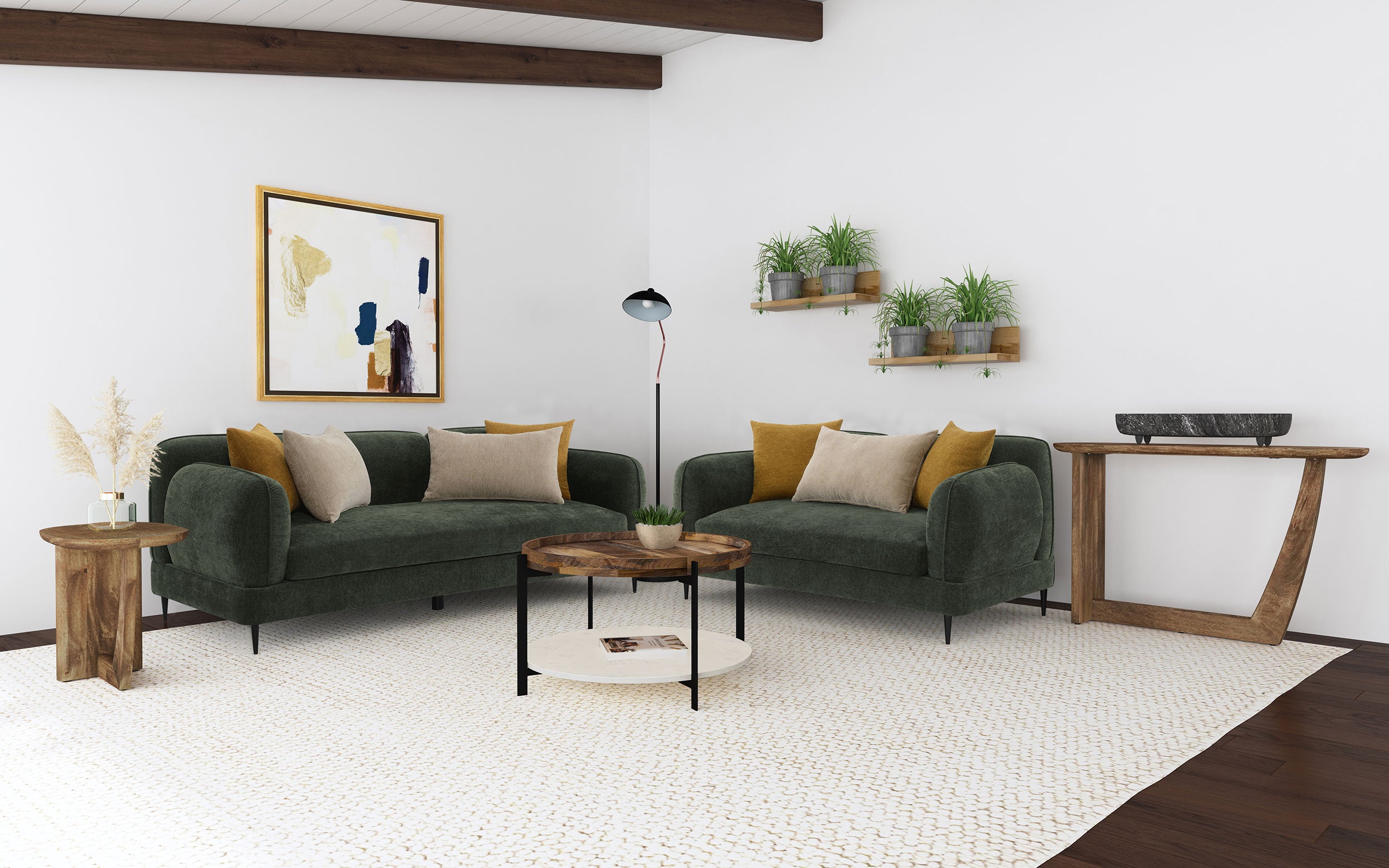 Best Furniture Outlet - Coaster - Jade 2-piece Chenille Upholstered Sofa Set Green - 509131-S2