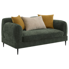 Best Furniture Outlet - Coaster - Jade Chenille Upholstered Modern Track Arm Loveseat Green - 509132