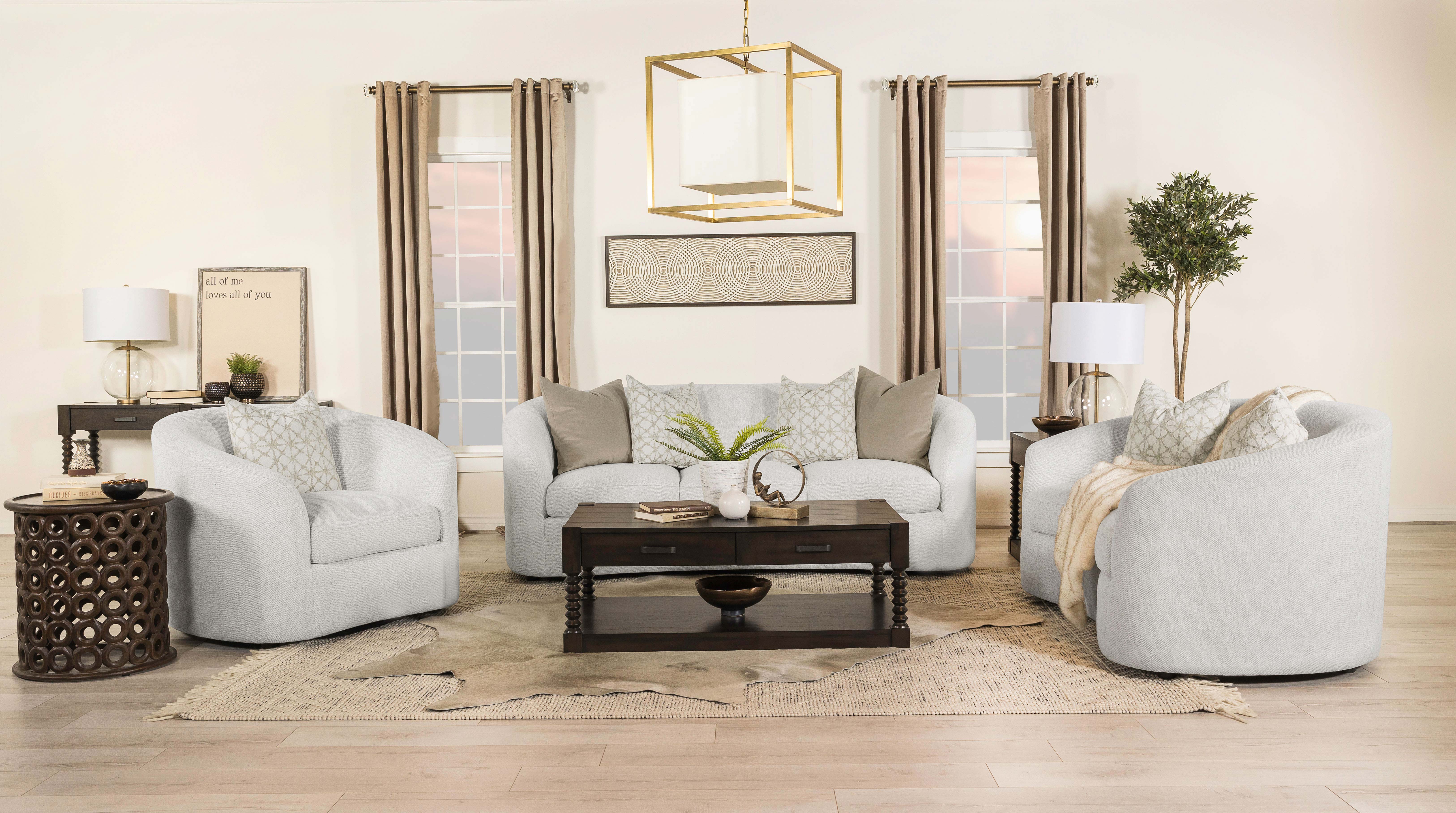 Best Furniture Outlet - Coaster - Rainn 3-piece Boucle Upholstered Sloped Arm Sofa Set Latte - 509171-S3
