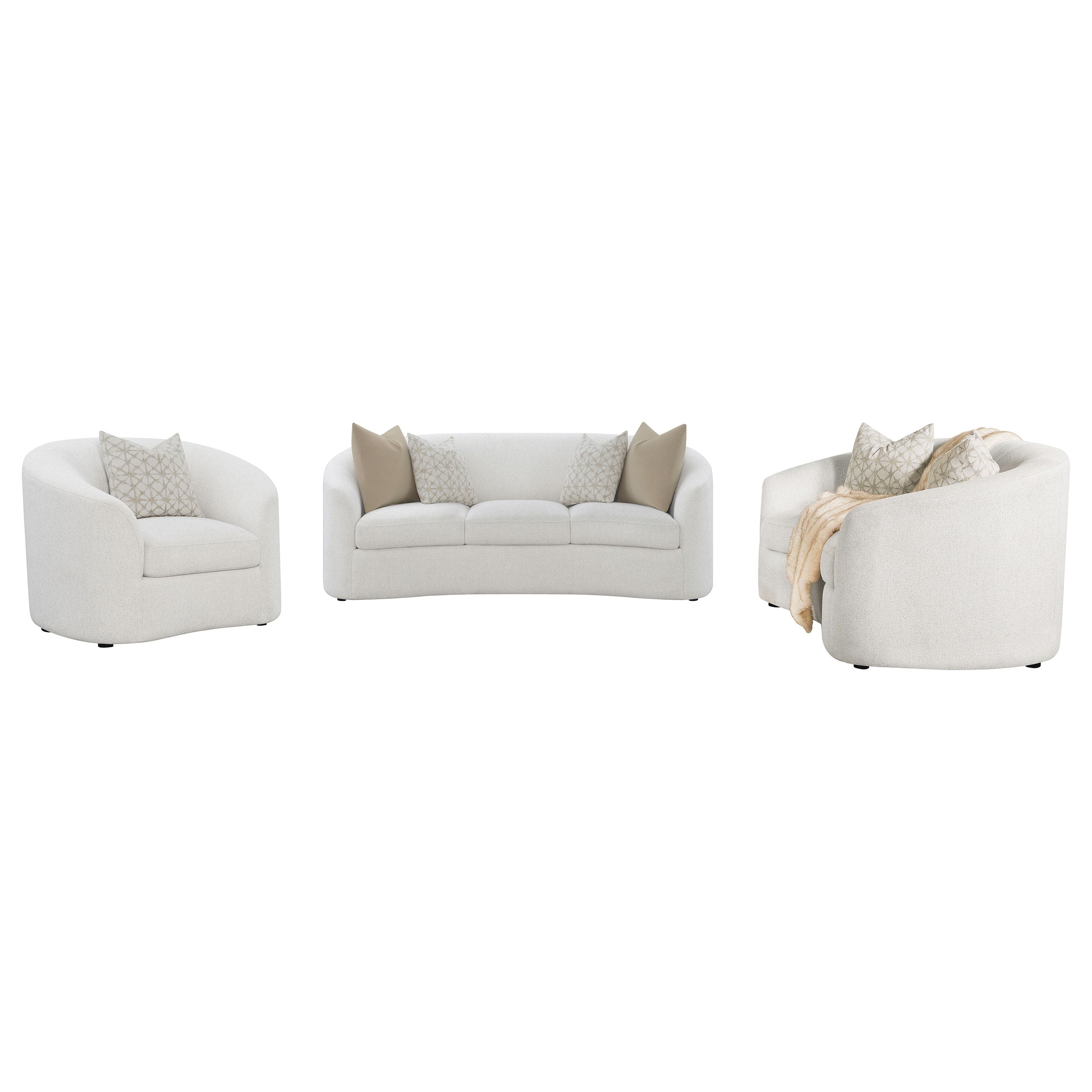 Rainn 3-piece Boucle Upholstered Sloped Arm Sofa Set Latte