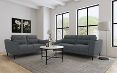 Best Furniture Outlet - Coaster - Nolan 2-piece Upholstered Sofa Set Charcoal - 509281-S2
