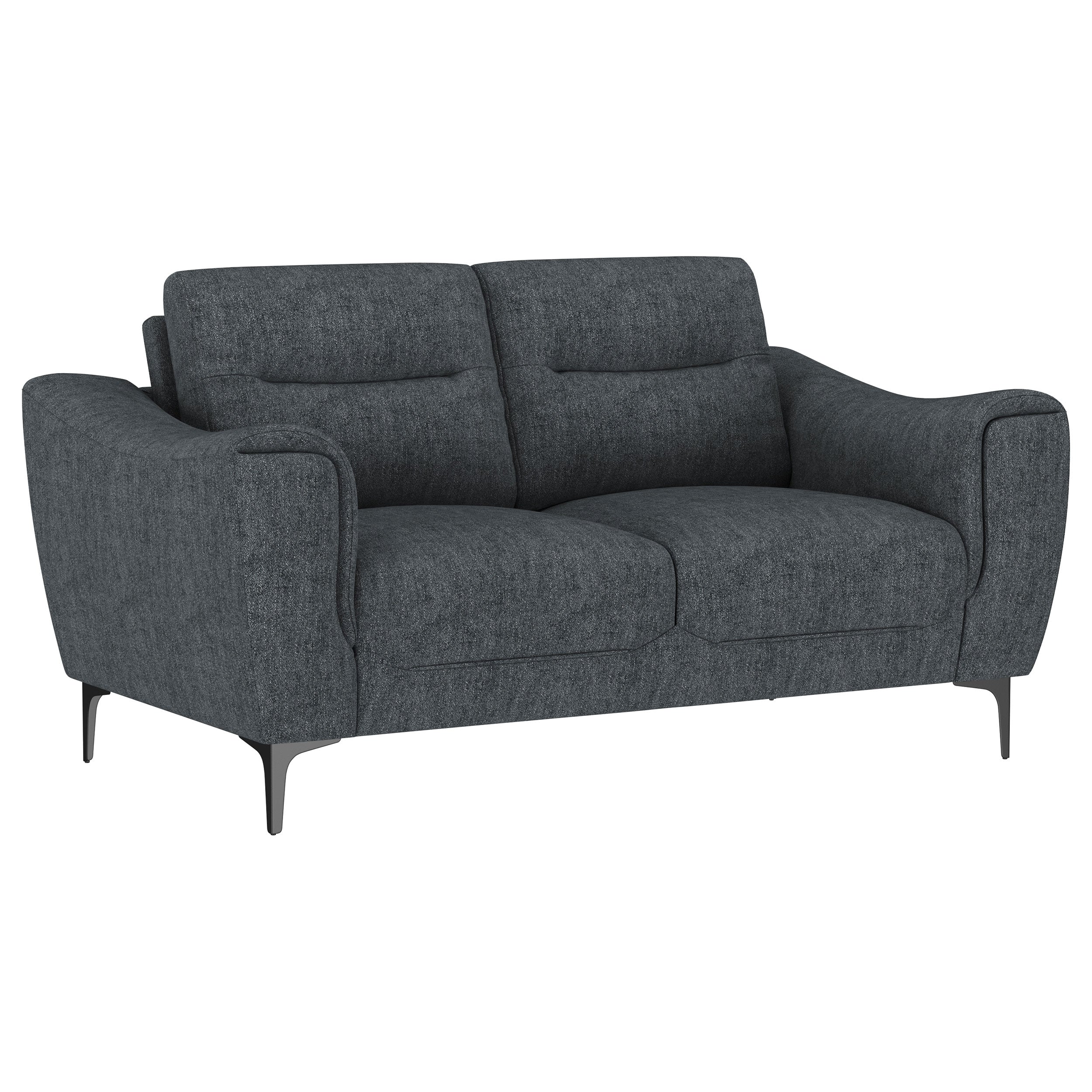 Best Furniture Outlet - Coaster - Nolan Upholstered Sloped Track Arm Loveseat Charcoal - 509282
