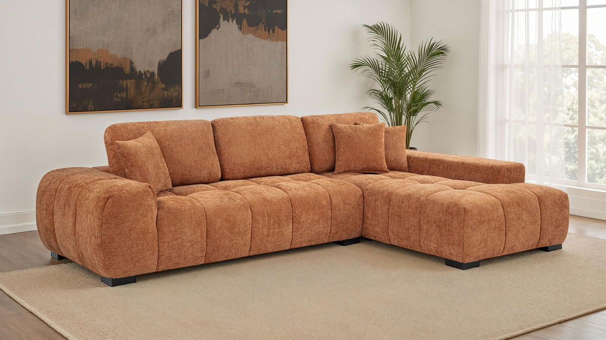 Best Furniture Outlet - Coaster - Octavia Upholstered Sectional Chaise Sofa Orange - 509350
