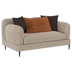 Best Furniture Outlet - Coaster - Jade Chenille Upholstered Sculpted Track Arm Loveseat Latte - 509412