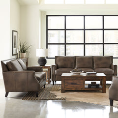 Best Furniture Outlet - Coaster - Leaton 2-piece Upholstered Recessed Arm Sofa Set Brown Sugar - 509441-S2