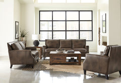 Best Furniture Outlet - Coaster - Leaton 3-piece Upholstered Recessed Arm Sofa Set Brown Sugar - 509441-S3