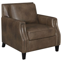 Best Furniture Outlet - Coaster - Leaton Upholstered Recessed Arm Accent Chair Brown Sugar - 509443