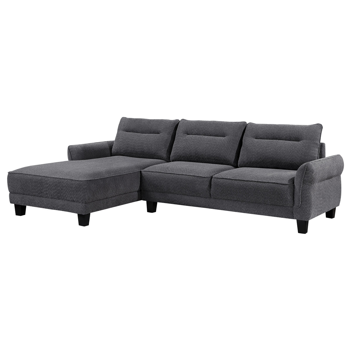 Best Furniture Outlet - Coaster - Caspian Upholstered Curved Arm Chaise Sectional Sofa Grey - 509540
