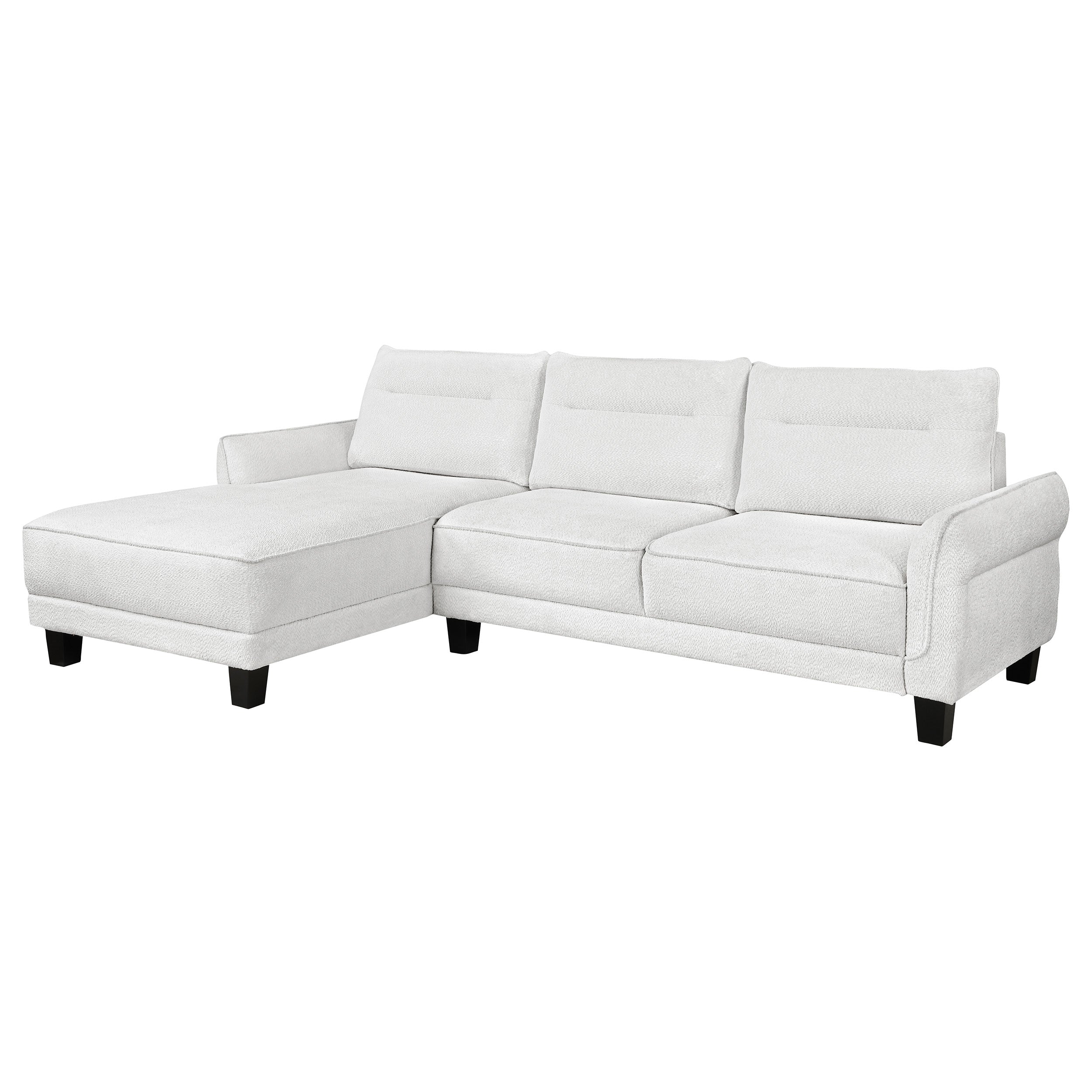 Best Furniture Outlet - Coaster - Caspian Upholstered Curved Arm Chaise Sectional Sofa White - 509550