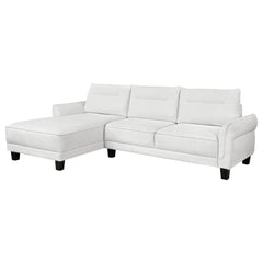 Best Furniture Outlet - Coaster - Caspian Upholstered Curved Arm Chaise Sectional Sofa White - 509550