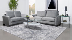 Best Furniture Outlet - Coaster - Davis 2-piece Upholstered Rolled Arm Sofa Grey - 509634-S2