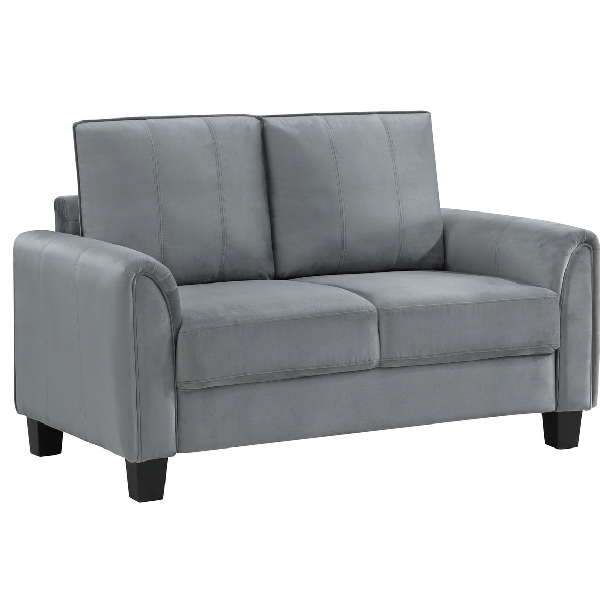 Best Furniture Outlet - Coaster - Davis Upholstered Rolled Arm Loveseat Grey - 509635