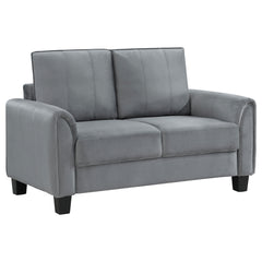 Best Furniture Outlet - Coaster - Davis Upholstered Rolled Arm Loveseat Grey - 509635
