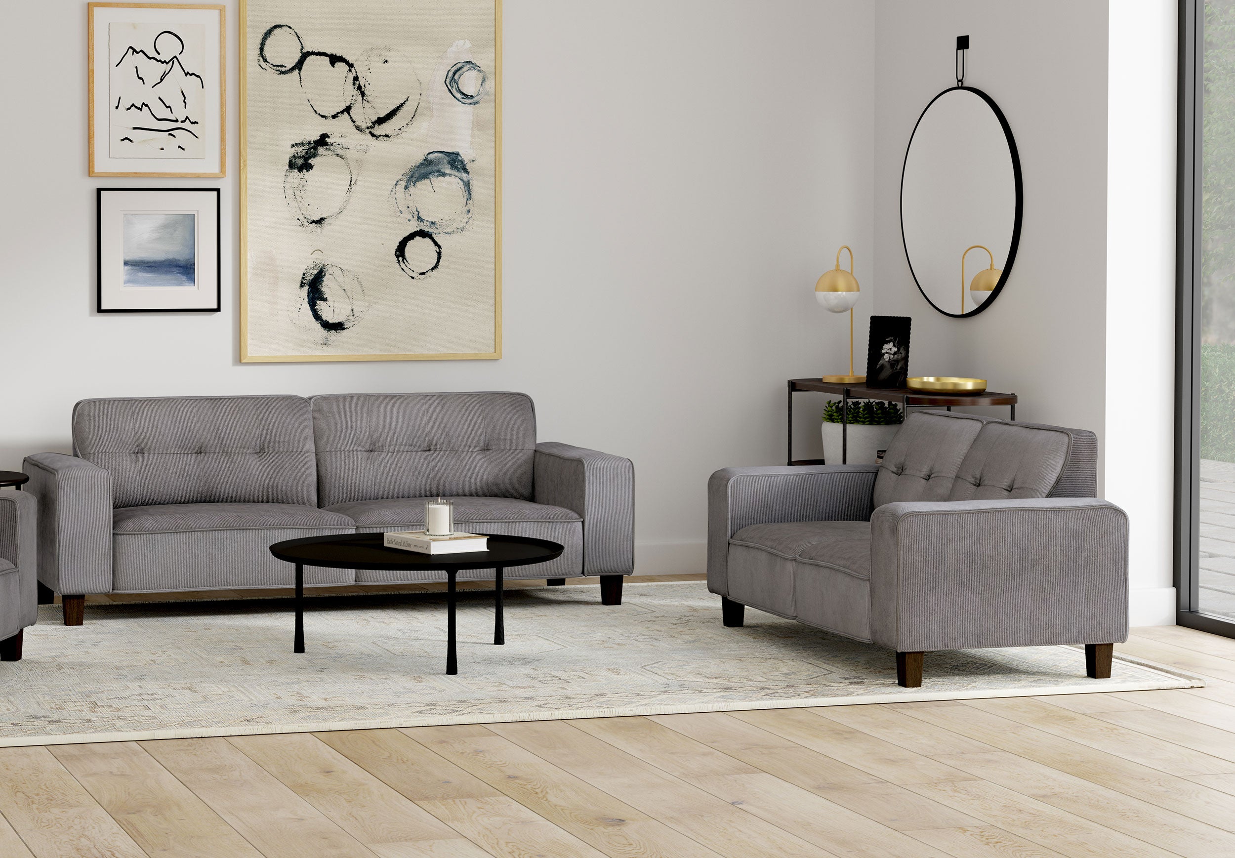 Best Furniture Outlet - Coaster - Deerhurst 2-piece Upholstered Track Arm Sofa Set Charcoal - 509641-S2