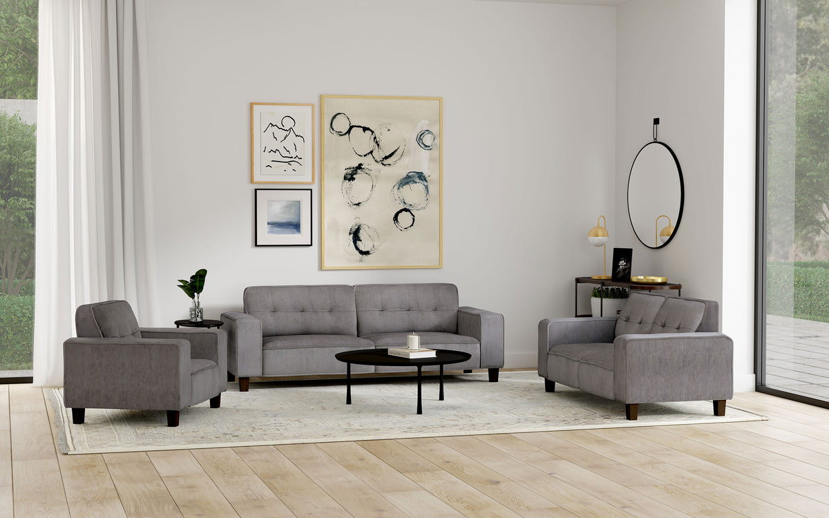 Best Furniture Outlet - Coaster - Deerhurst 3-piece Upholstered Track Arm Sofa Set Charcoal - 509641-S3