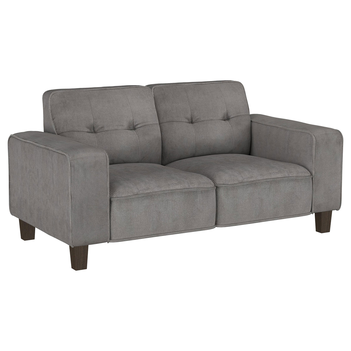 Best Furniture Outlet - Coaster - Deerhurst Upholstered Track Arm Tufted Loveseat Charcoal - 509642