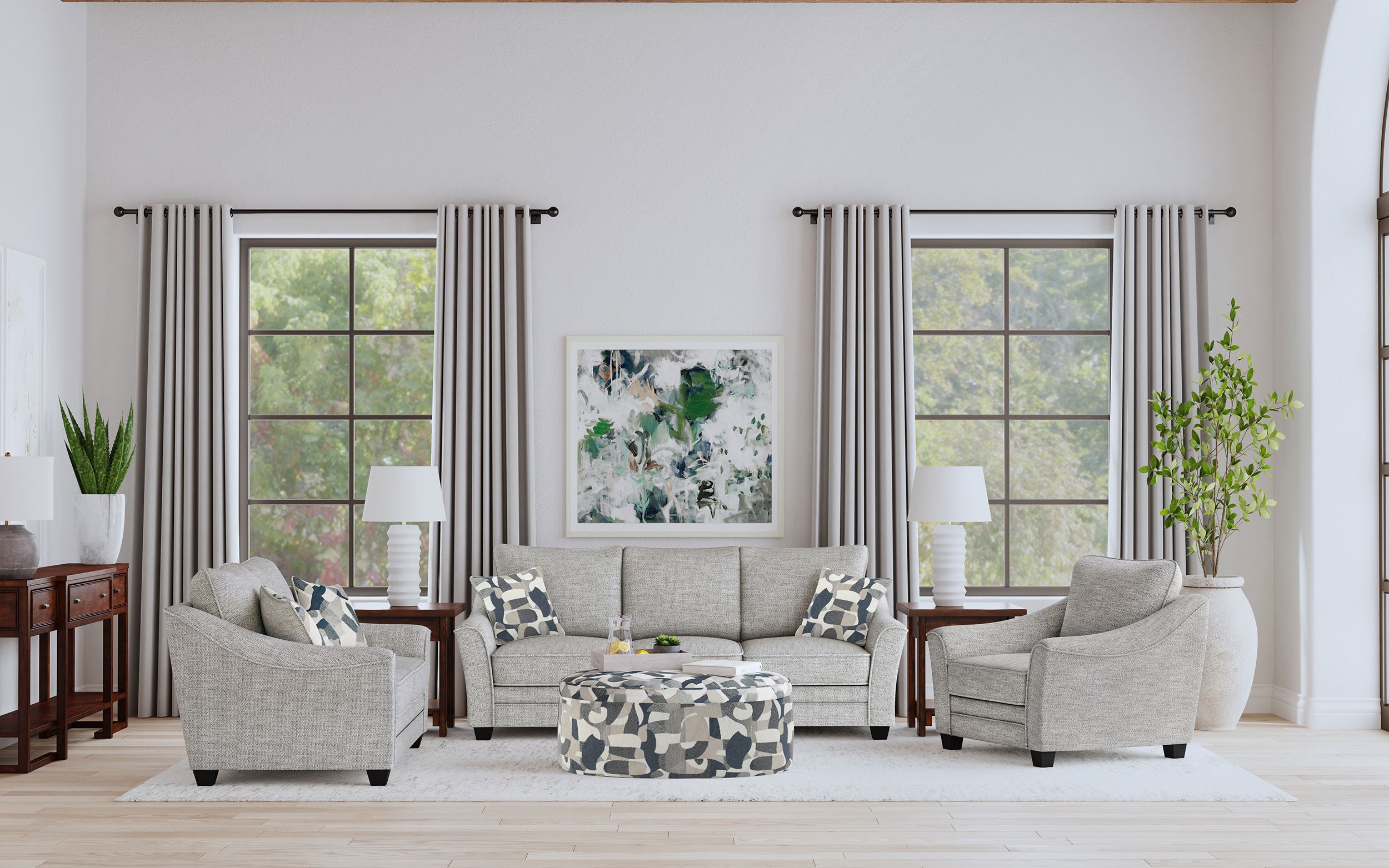 Best Furniture Outlet - Coaster - Tomkins 3-piece Boucle Upholstered Sofa Set Light Grey - 509671-S3