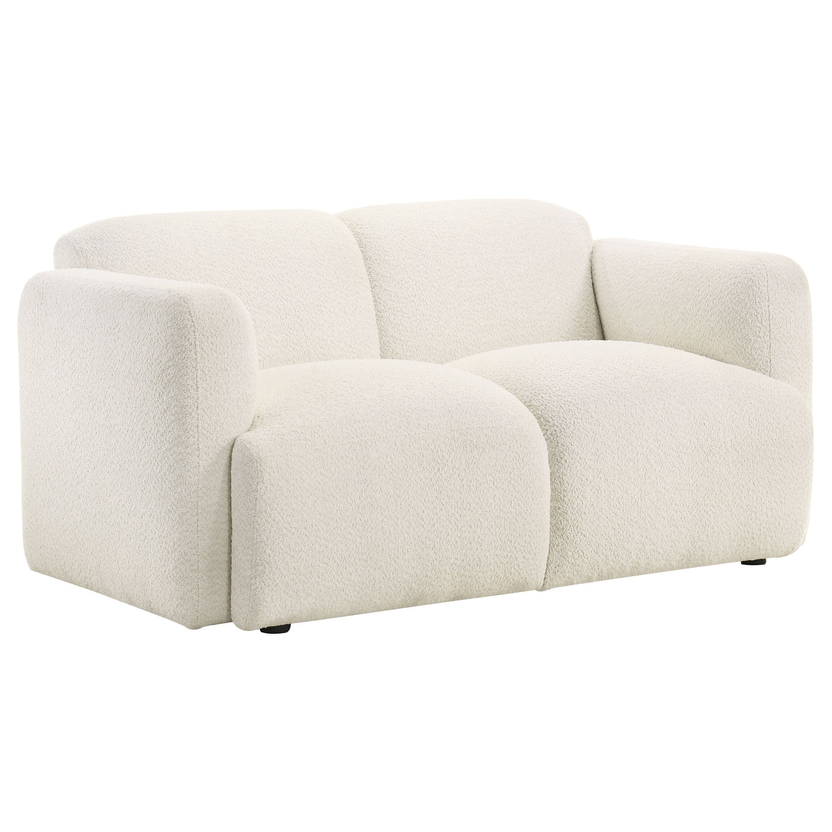 Best Furniture Outlet - Coaster - Dorset Fabric Upholstered Round Track Arm Loveseat White - 509812