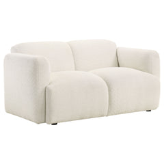 Best Furniture Outlet - Coaster - Dorset Fabric Upholstered Round Track Arm Loveseat White - 509812