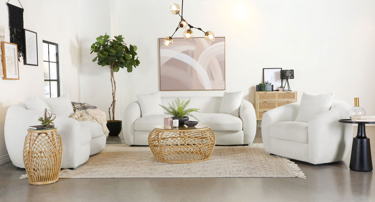 Best Furniture Outlet - Coaster - Isabella 3-piece Faux Sheepskin Upholstered Sofa Set Natural - 509871-S3