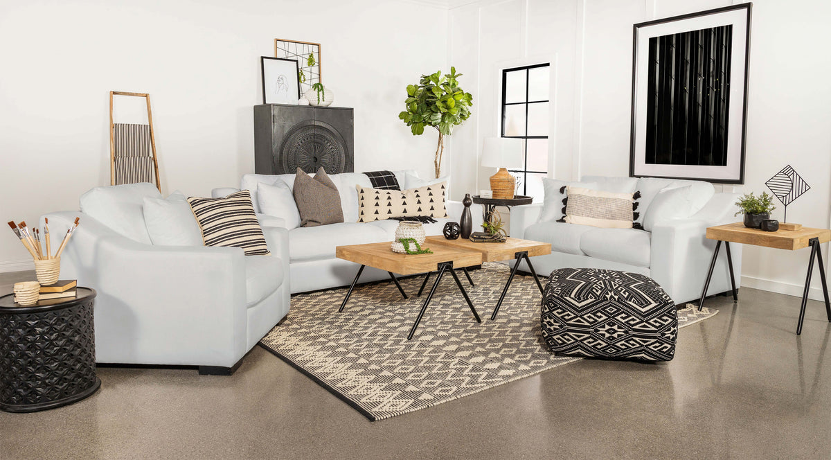 Best Furniture Outlet - Coaster - Ashlyn 3-piece Upholstered Sloped Arm Sofa Set White - 509891-S3