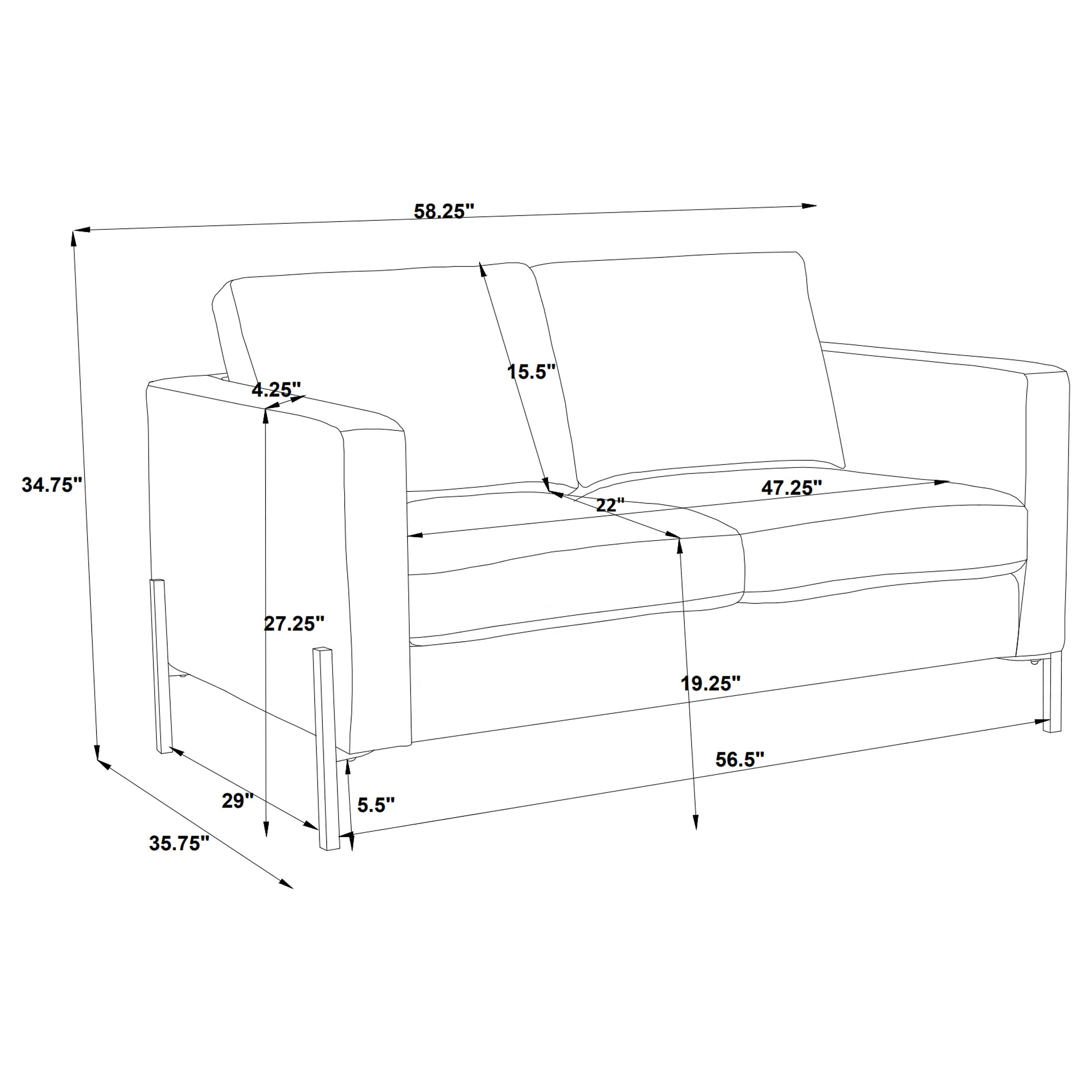 Tilly Upholstered Track Arm Loveseat Oatmeal