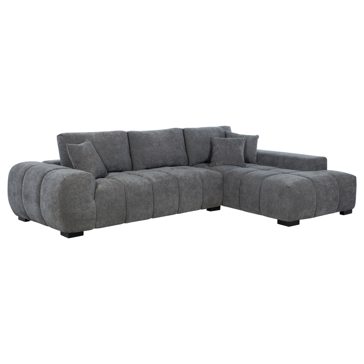 Best Furniture Outlet - Coaster - Octavia Upholstered Sectional Chaise Sofa Charcoal Grey - 509965