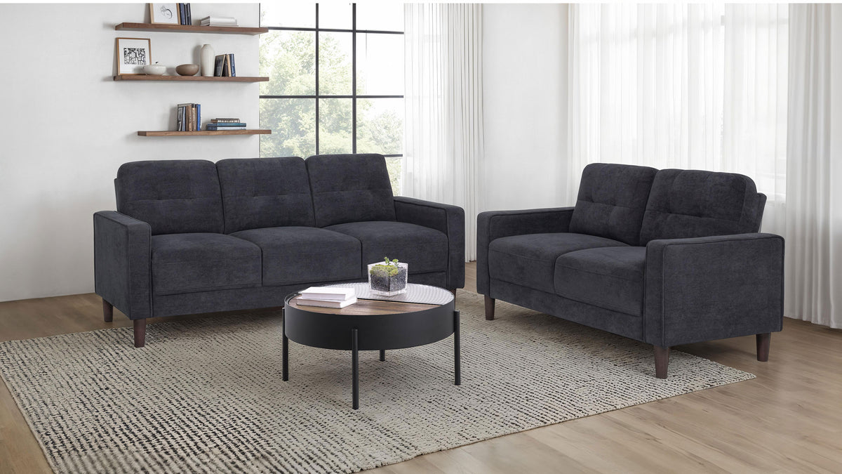 Best Furniture Outlet - Coaster - Bowen II 2-piece Upholstered Track Arm Sofa Set Steel Grey - 509981-S2