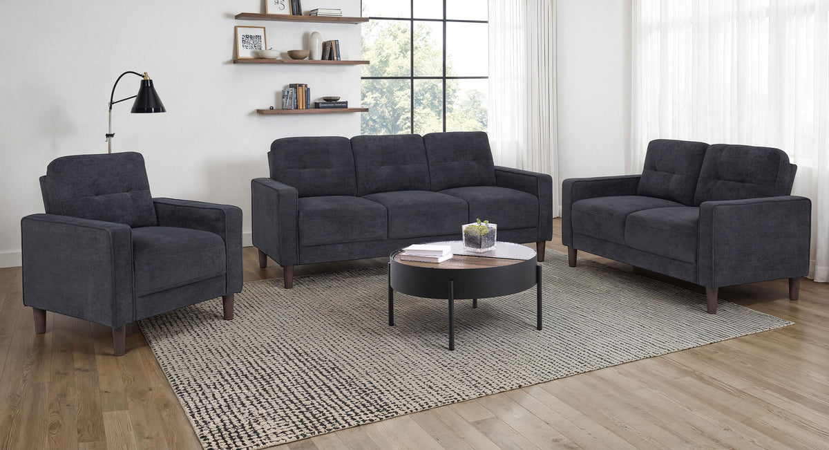 Best Furniture Outlet - Coaster - Bowen II 3-piece Upholstered Track Arm Sofa Set Steel Grey - 509981-S3
