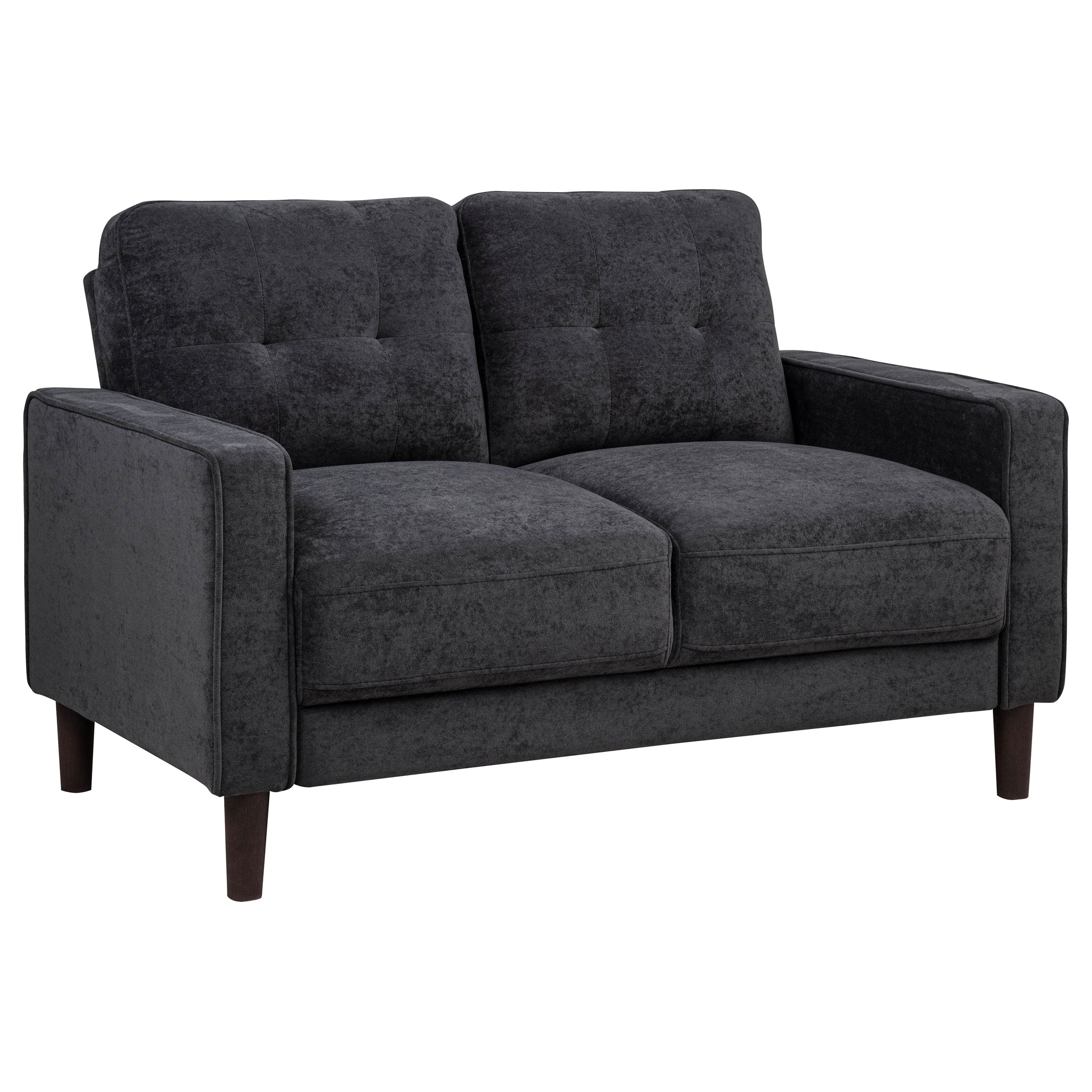 Best Furniture Outlet - Coaster - Bowen II Fabric Upholstered Track Arm Loveseat Steel Grey - 509982