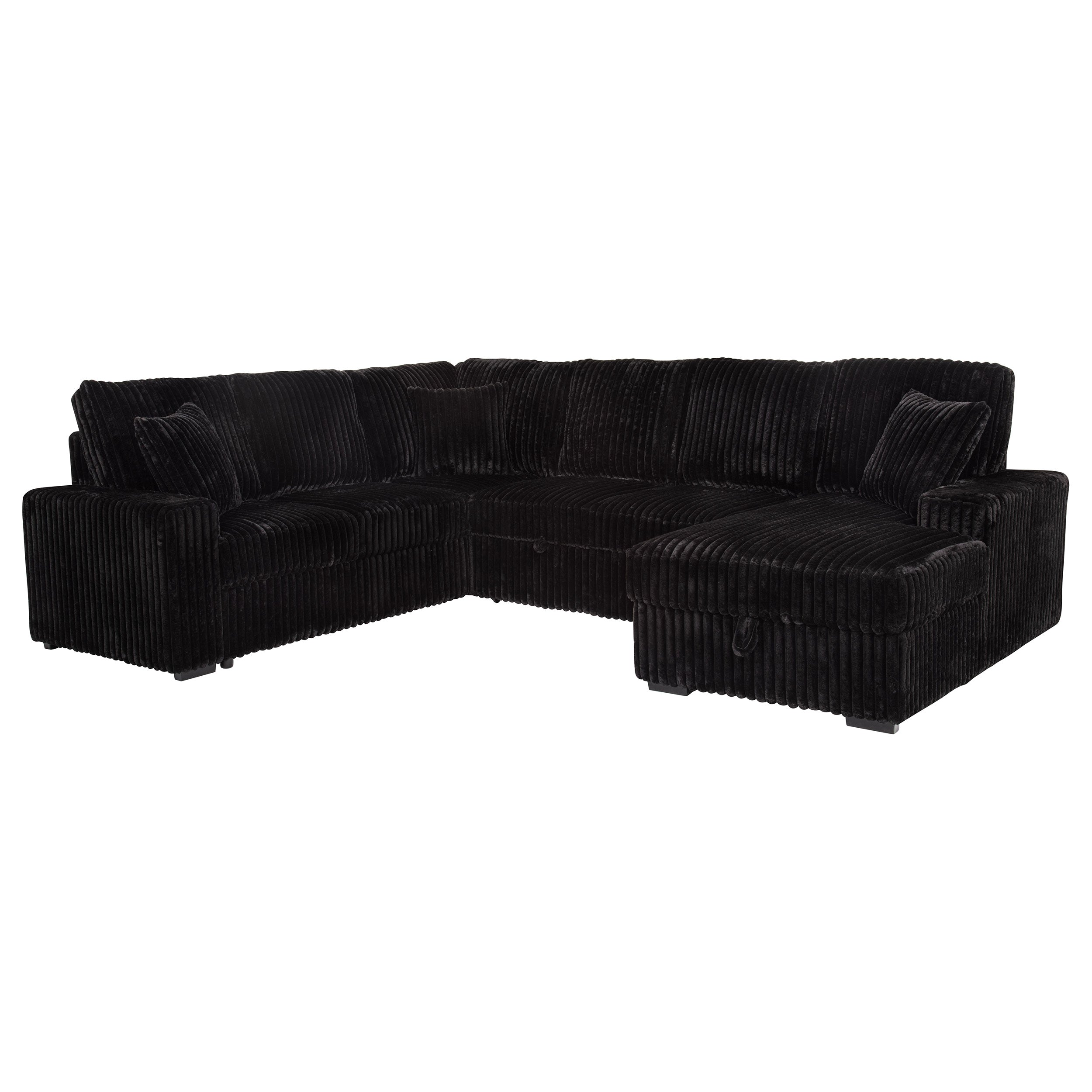 Best Furniture Outlet - Coaster - Devonshire Sleeper Sectional Sofa Storage Chaise Black - 511049