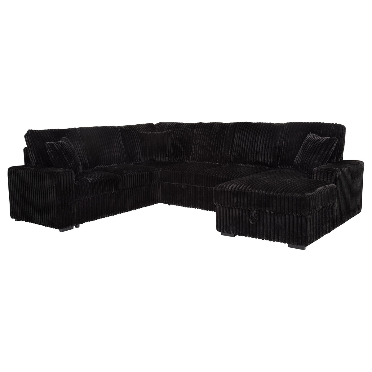 Best Furniture Outlet - Coaster - Devonshire Sleeper Sectional Sofa Storage Chaise Black - 511049