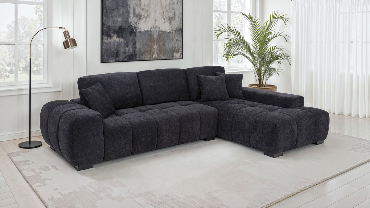 Best Furniture Outlet - Coaster - Octavia Upholstered Sectional Chaise Sofa Black - 511061