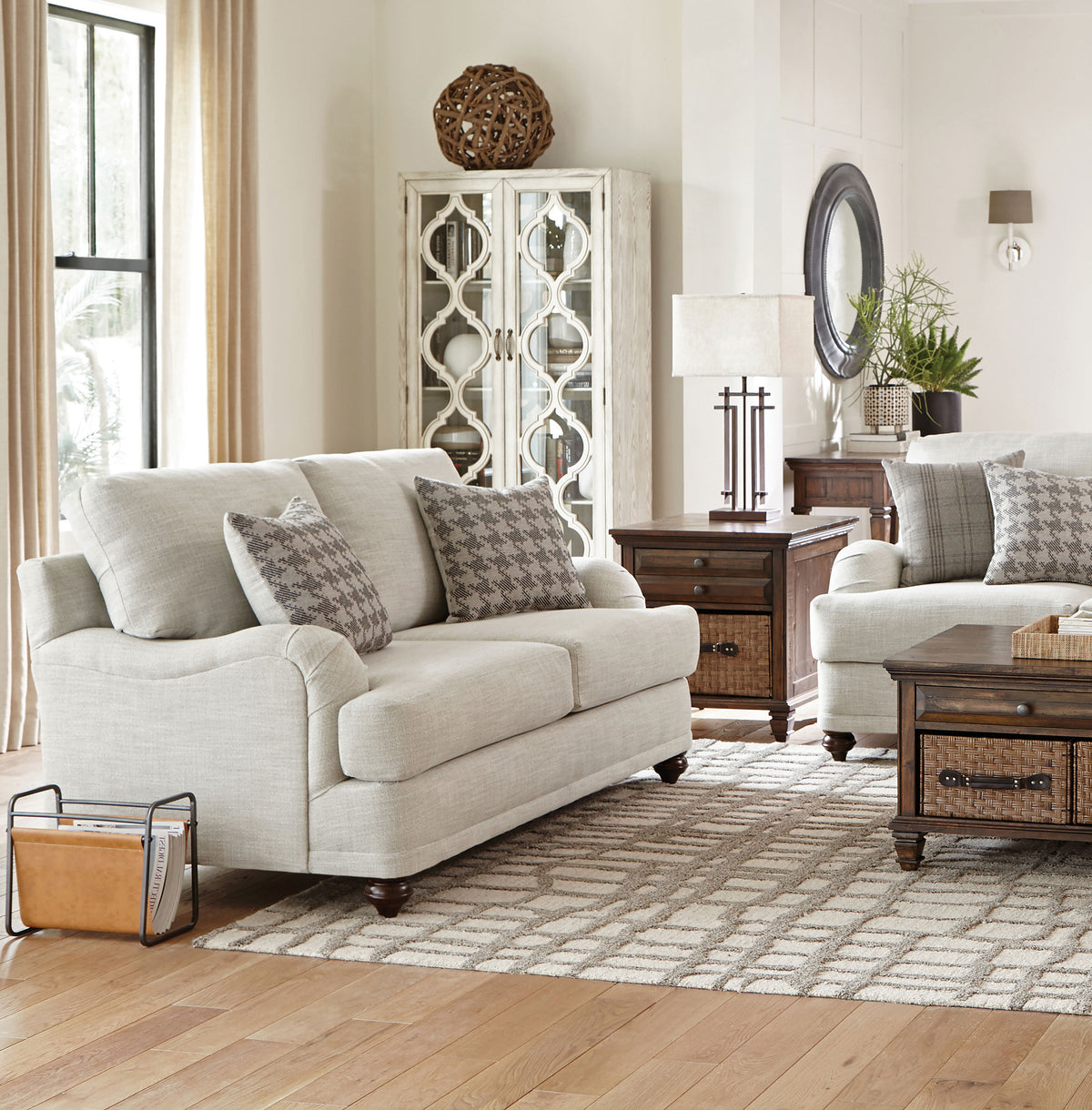 Best Furniture Outlet - Coaster - Glenn Upholstered English Arm Loveseat Light Grey and Grey - 511095