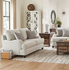 Best Furniture Outlet - Coaster - Glenn Upholstered English Arm Loveseat Light Grey and Grey - 511095