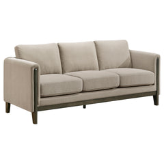 Best Furniture Outlet - Coaster - Islington Fabric Upholstered Panel Arm Sofa Taupe - 511101