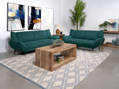 Best Furniture Outlet - Coaster - Acton 2-piece Upholstered Flared Arm Sofa Set Teal Blue - 511161-S2