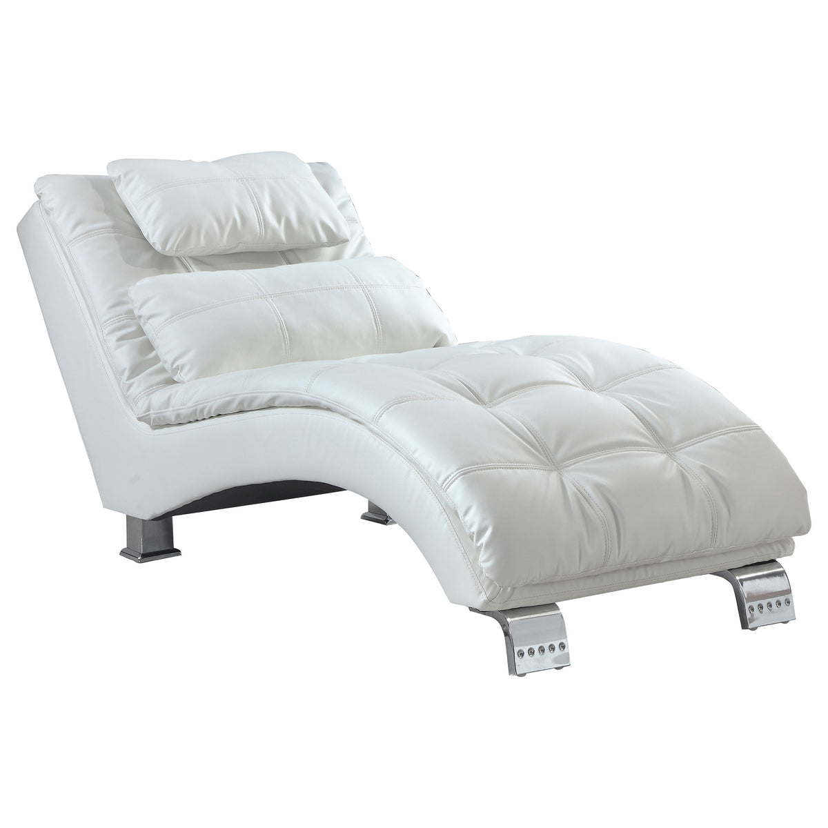 Best Furniture Outlet - Coaster - Dilleston Faux Leather Upholstered Tufted Chaise White - 550078