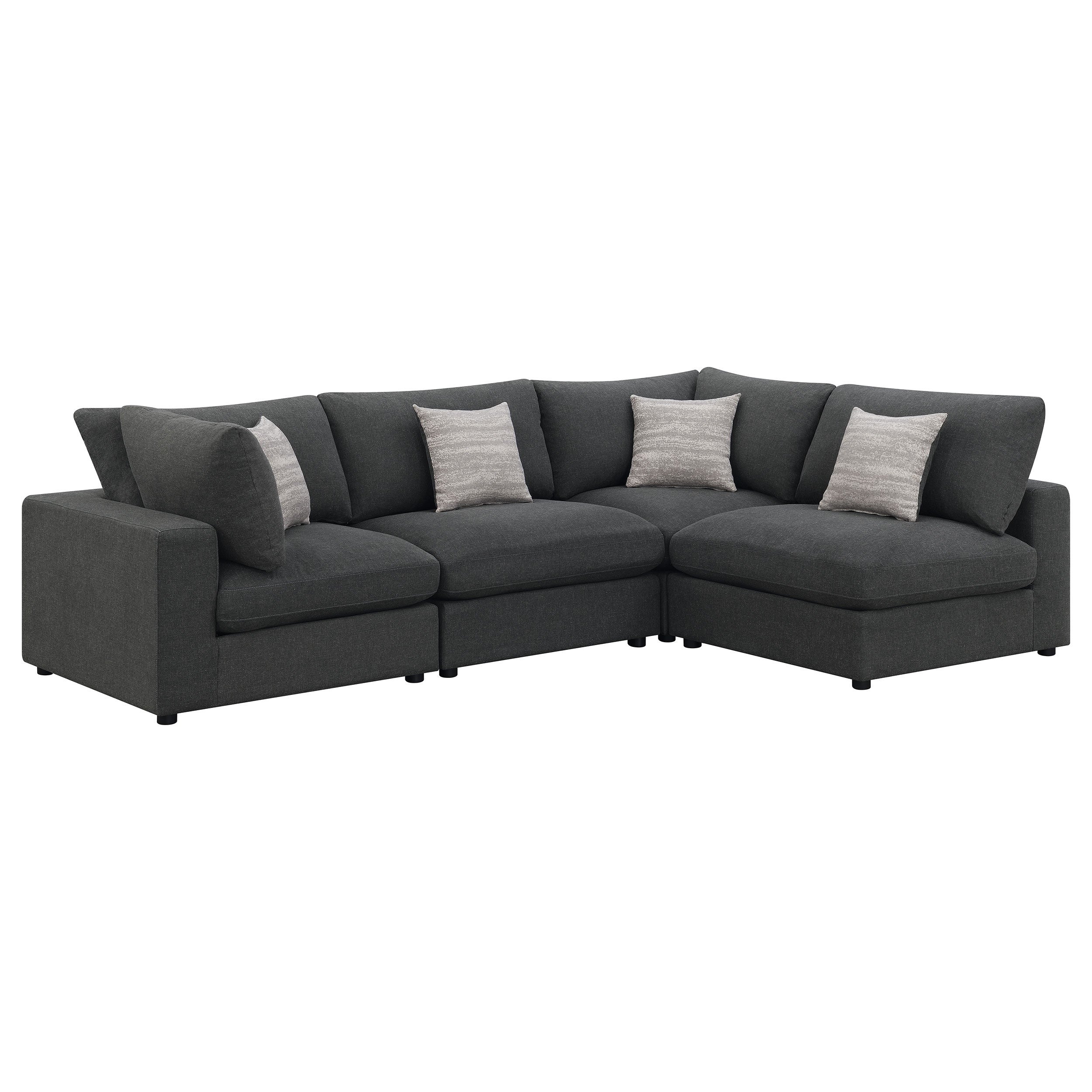Best Furniture Outlet - Coaster - Serene 4-piece Upholstered Modular Sectional Sofa Charcoal - 551324-SETA