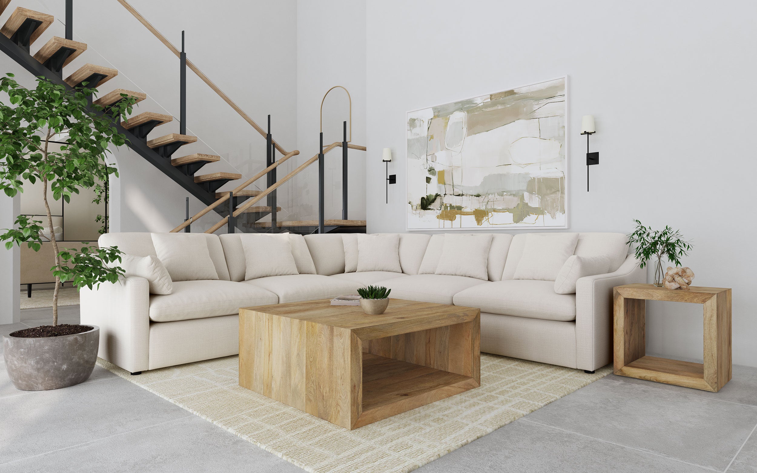 Best Furniture Outlet - Coaster - Hobson 5-piece Upholstered Modular Sectional Sofa Ivory - 551451-SETA