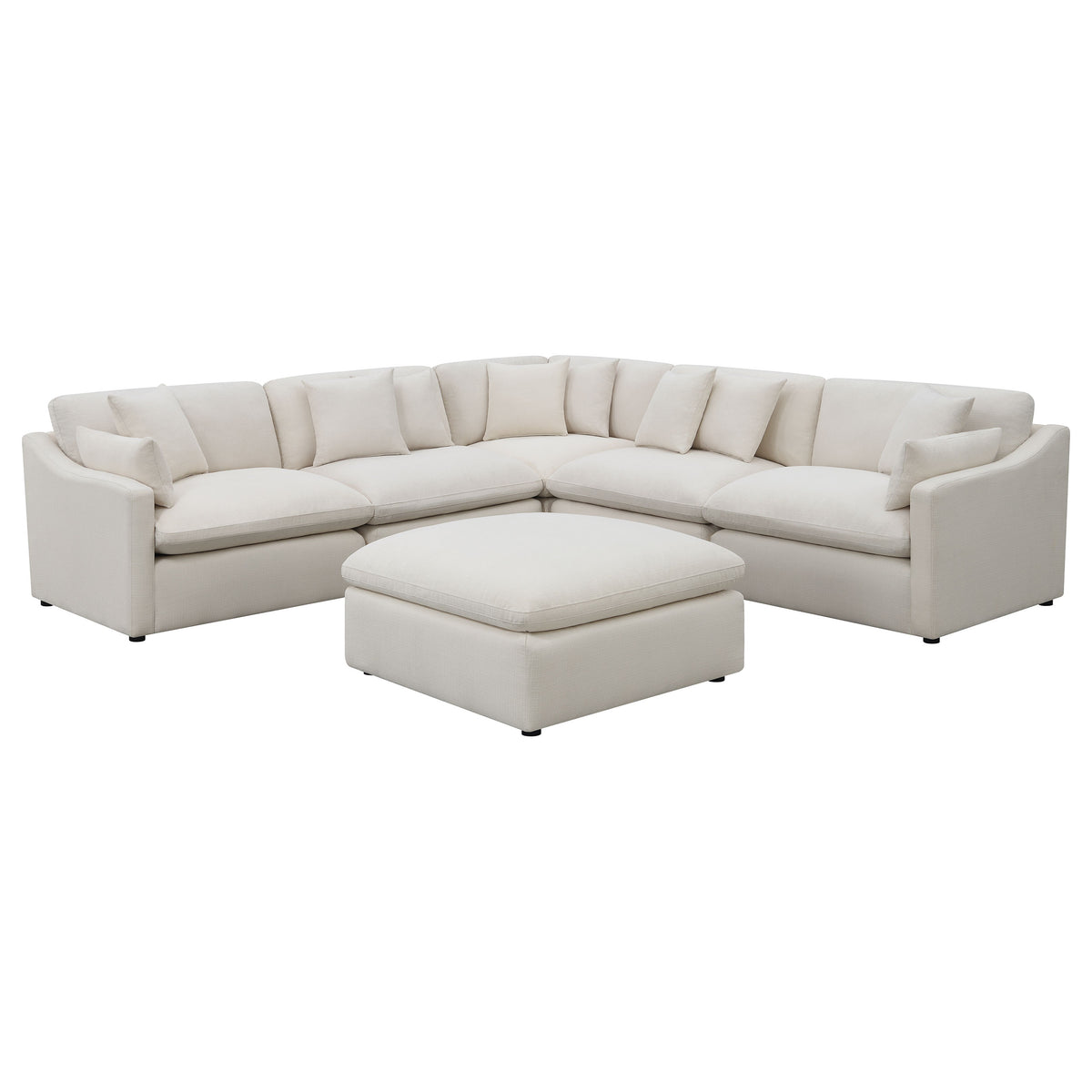 Best Furniture Outlet - Coaster - Hobson 6-piece Upholstered Modular Sectional Sofa Ivory - 551451-SET