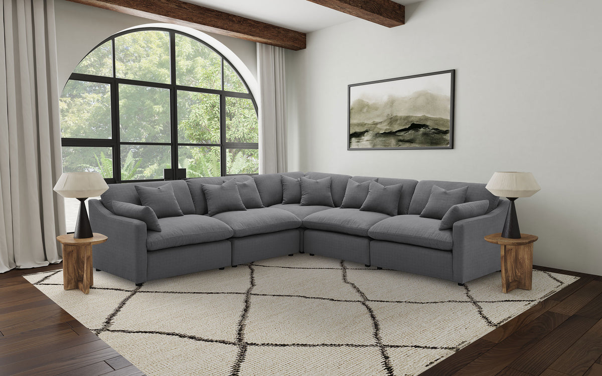 Best Furniture Outlet - Coaster - Hobson 5-piece Upholstered Modular Sectional Sofa Charcoal - 551455-SETA